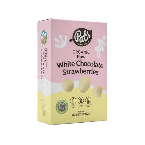 Organic Raw White Chocolate Strawberries - 80g