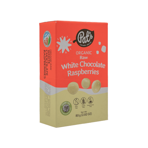Organic Raw White Chocolate Raspberries - 80g