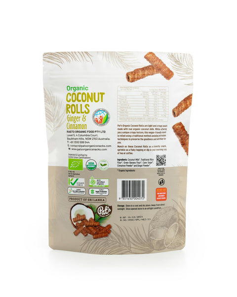 Organic Coconut Rolls - Ginger and Cinnamon - 140g