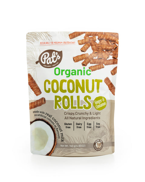 Organic Coconut Rolls - Ginger and Cinnamon - 140g