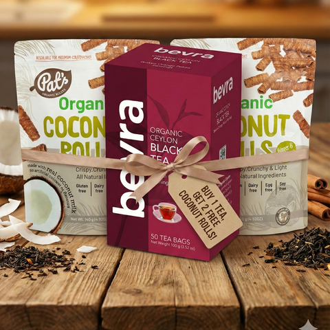 Bevra Organic Ceylon Black Tea + 2 Ginger & Cinnamon Coconut Rolls Bundle