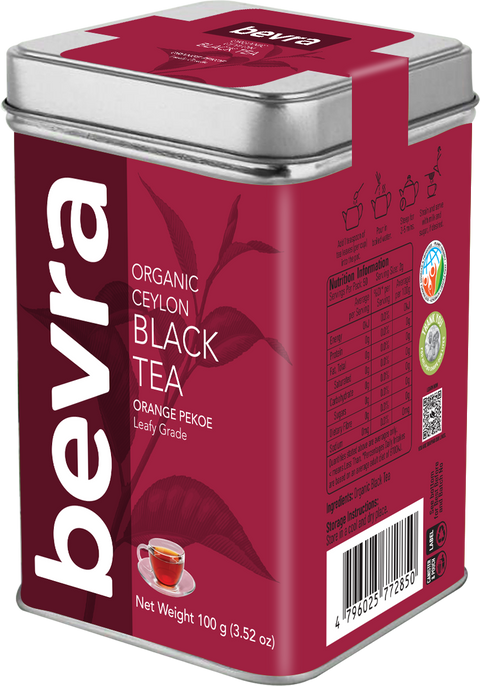 Bevra Organic Ceylon Black Tea Loose Leaf 100g – 100% Certified Organic Sri Lankan Black Tea