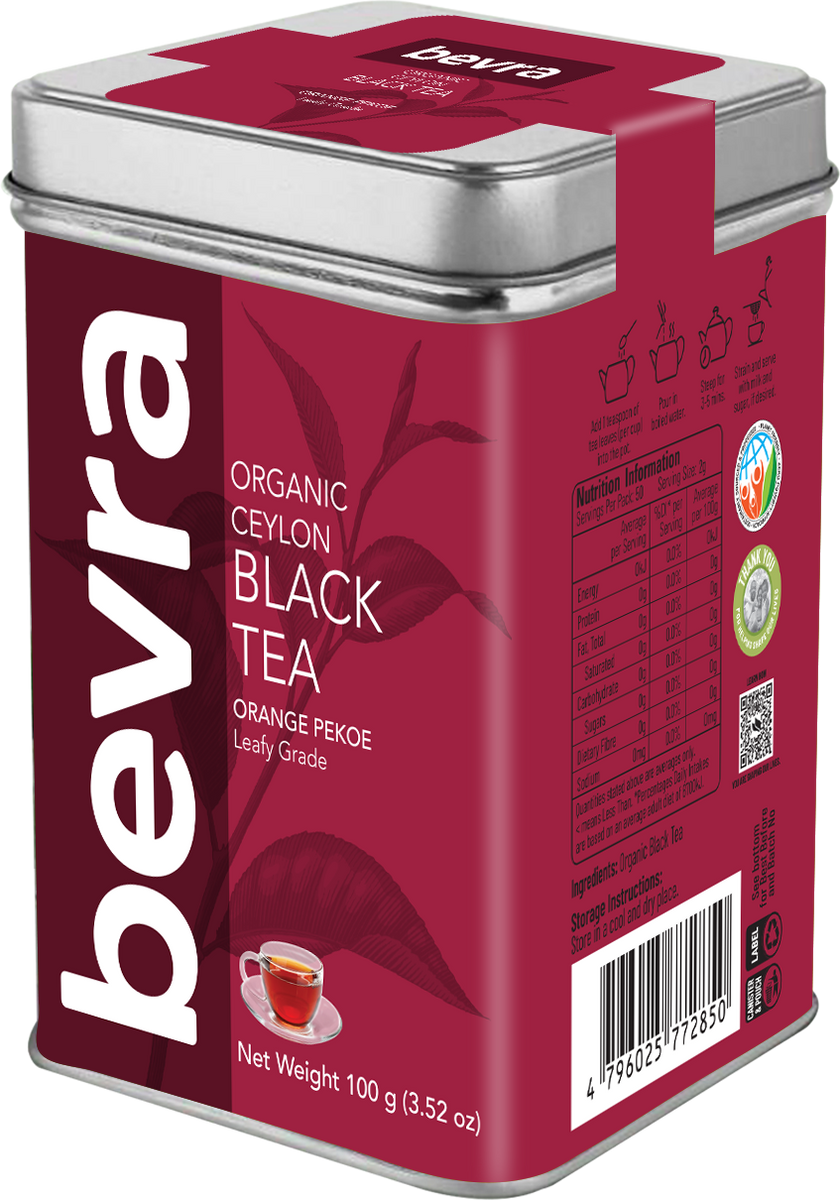 Bevra Organic Ceylon Black Tea Loose Leaf 100g – 100% Certified Organi ...