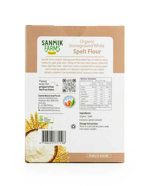 Organic Stoneground - White Spelt Flour-500g