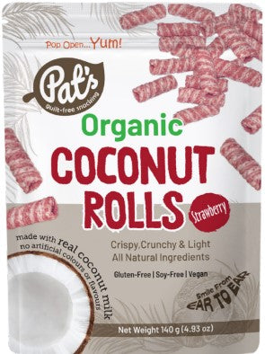 Organic Coconut Rolls - Strawberry - 140g