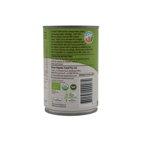 Organic Coconut Milk Simmer Sauce - Green Curry - 400ml