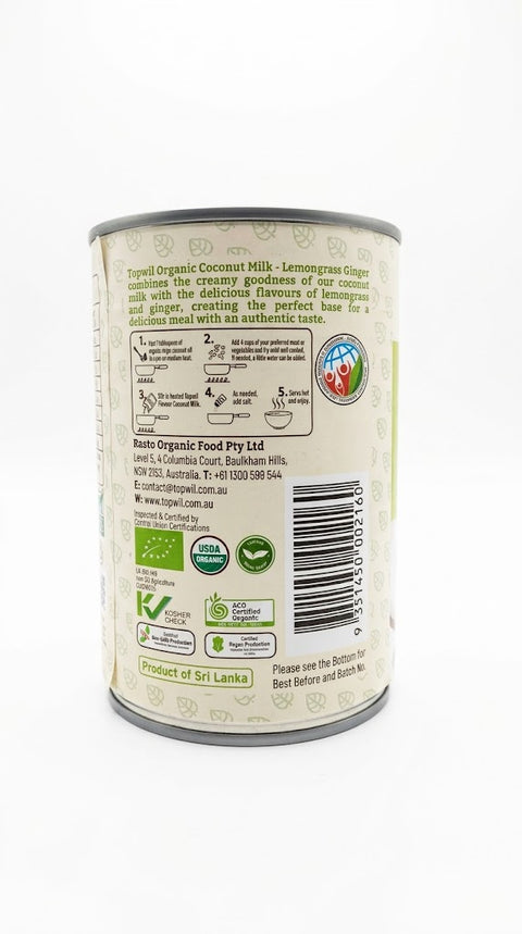 Organic Coconut Milk with Lemongrass & Ginger - 400ml