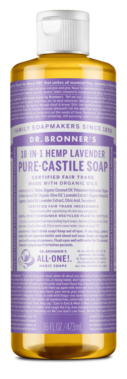 Dr Bronner's - Pure-Castile Liquid Soap - 18 in 1 uses